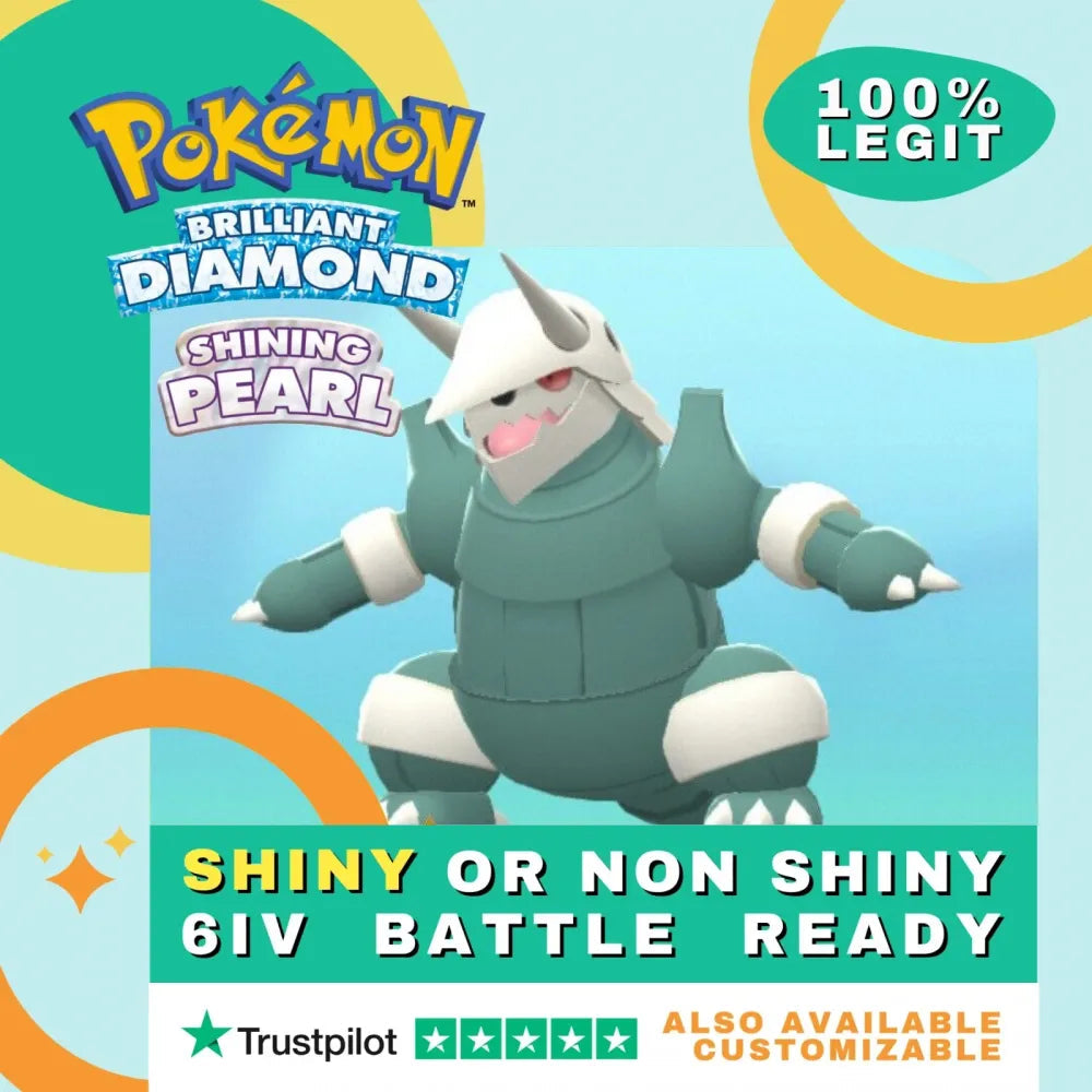 Aggron Shiny ✨ or Non Shiny Pokémon Brilliant Diamond Shining Pearl Battle Ready 6 IV Competitive 100% Legit Level 100 Customizable Custom OT by Shiny Living Dex | Shiny Living Dex