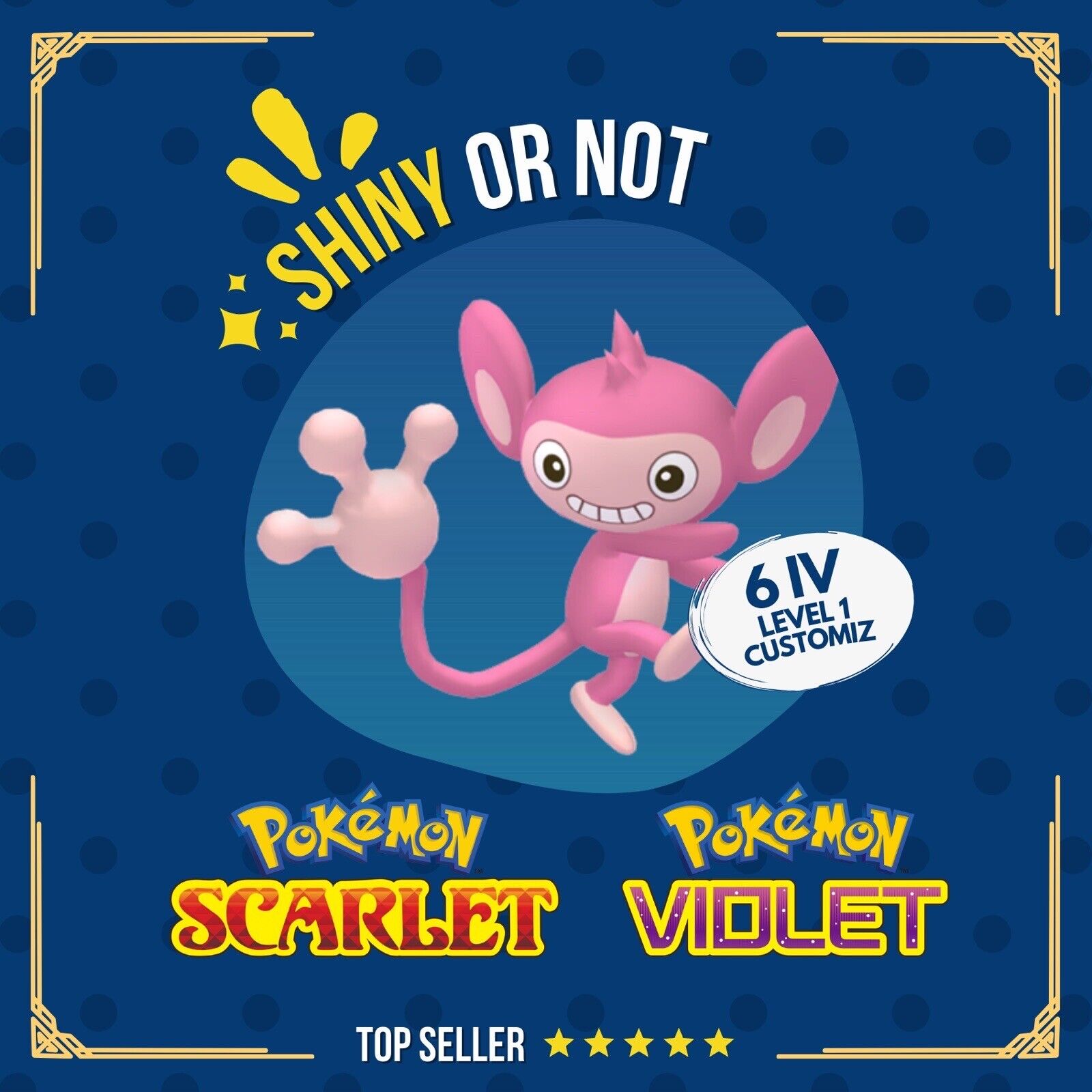 Aipom Shiny or Non ✨ 6 IV Customizable Nature Level OT Pokémon Scarlet Violet by Shiny Living Dex | Shiny Living Dex