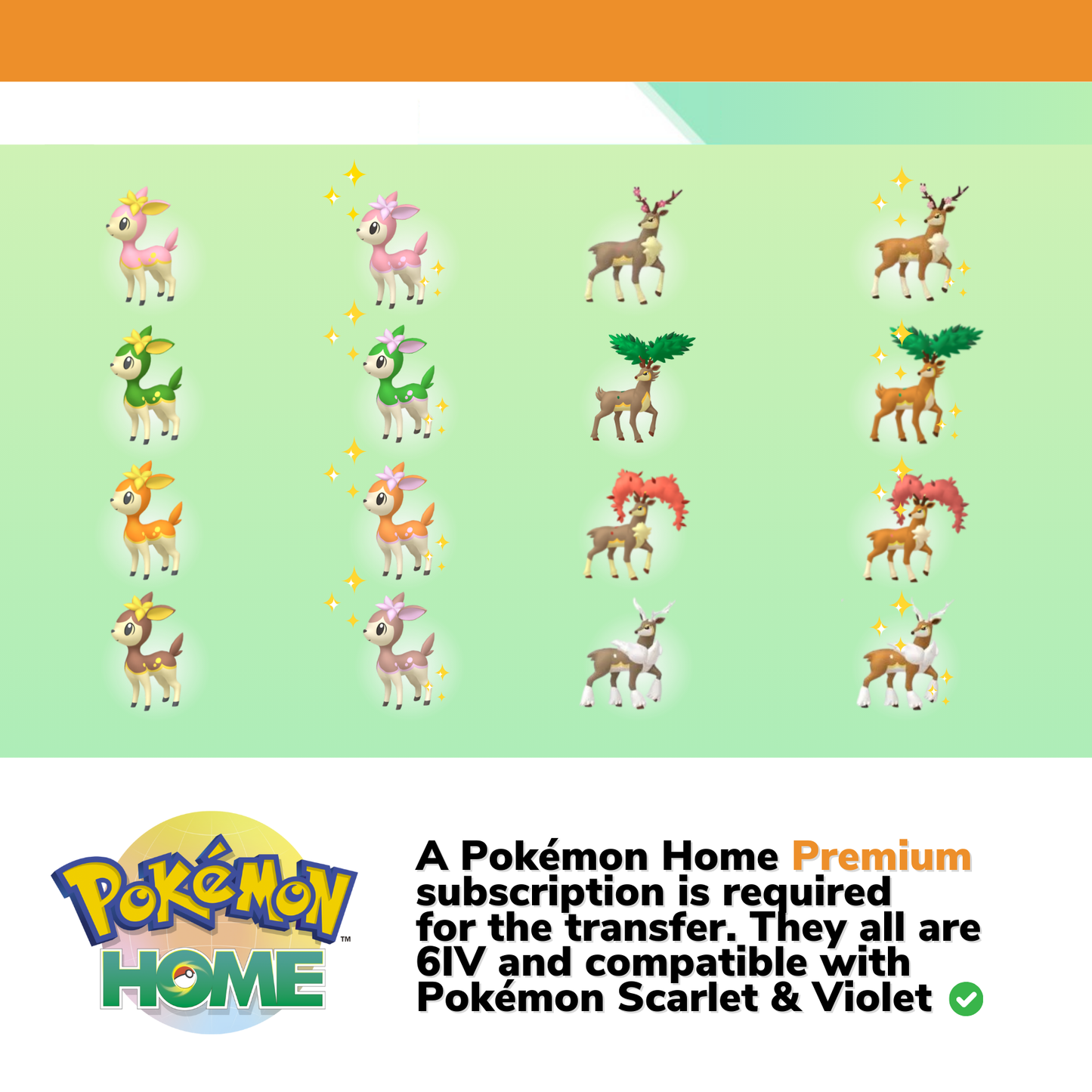 All Deerling Sawsbuck Shiny & Non Shiny Complete Collection Pokémon HOME Every 4 Forms 6 IV Spring Summer Autumn Winter