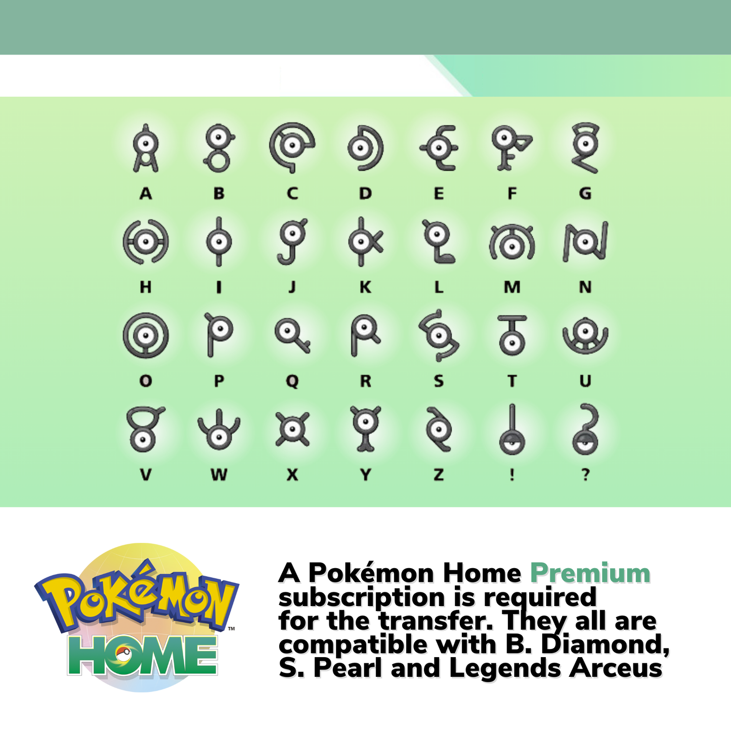All Unown Shiny & Non Shiny Complete Collection Pokémon HOME Every 28 Letters Custom OT 6 IV Brilliant Diamond Shining Pearl Legends Arceus