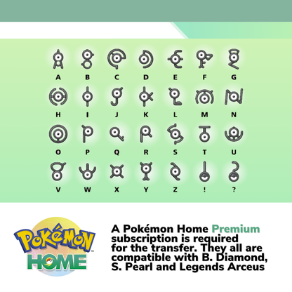 All Unown Shiny & Non Shiny Complete Collection Pokémon HOME Every 28 Letters Custom OT 6 IV Brilliant Diamond Shining Pearl Legends Arceus