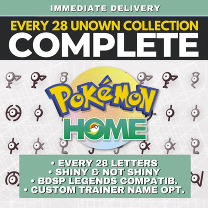 All Unown Shiny & Non Shiny Complete Collection Pokémon HOME Every 28 Letters Custom OT 6 IV Diamond Pearl Arceus by Il mio negozio | Shiny Living Dex
