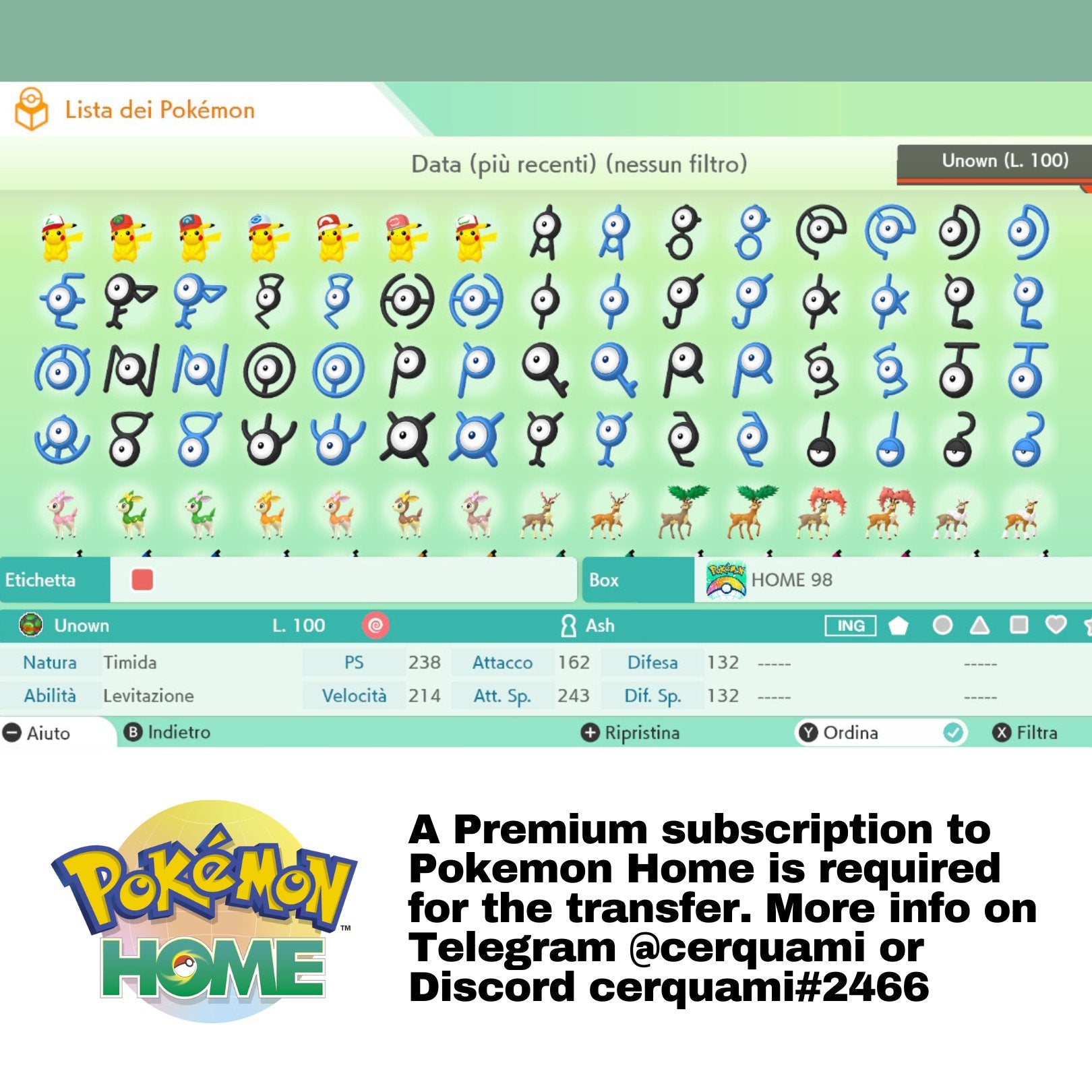 All Unown Shiny & Non Shiny Complete Collection Pokémon HOME Every 28 Letters Custom OT 6 IV Diamond Pearl Arceus by Il mio negozio | Shiny Living Dex