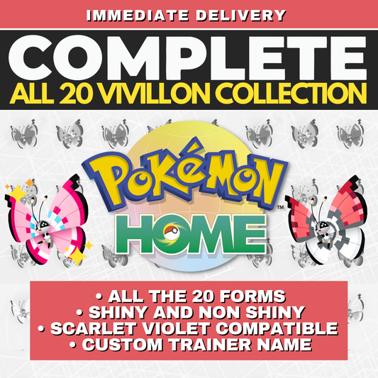 All Vivillon Shiny & Non Shiny Complete Collection Pokémon HOME Every 20 Forms Custom Trainer name OT 6 IV Legit Scarlet Legends Z-A ready