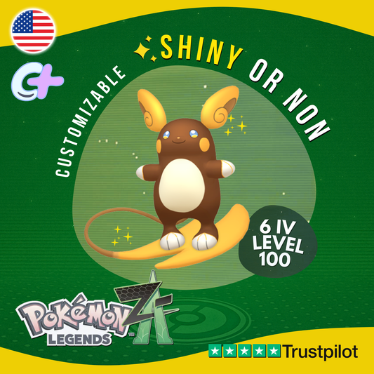 Alolan Raichu Shiny or Non Shiny 6 IV Pokémon Legends Z-A Customizable ZA Z A