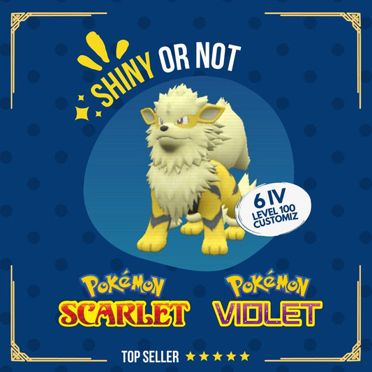 Arcanine Shiny or Non ✨ 6 IV Competitive Customizable Pokémon Scarlet Violet by Shiny Living Dex | Shiny Living Dex