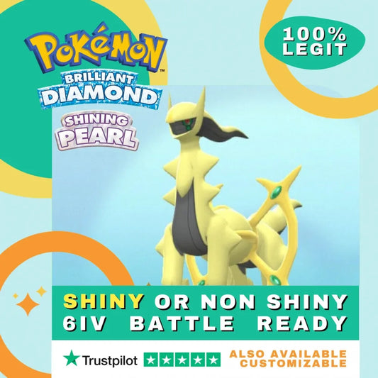 Arceus Shiny ✨ or Non Shiny Pokémon Brilliant Diamond Shining Pearl Battle Ready 6 IV Competitive 100%  Legit Level 100 Customizable Custom OT