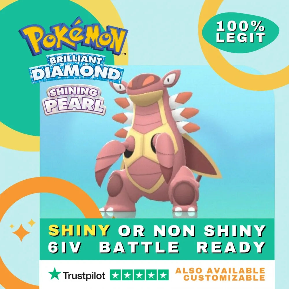 Armaldo  Shiny ✨ or Non Shiny Pokémon Brilliant Diamond Shining Pearl Battle Ready 6 IV Competitive 100%  Legit Level 100 Customizable Custom OT