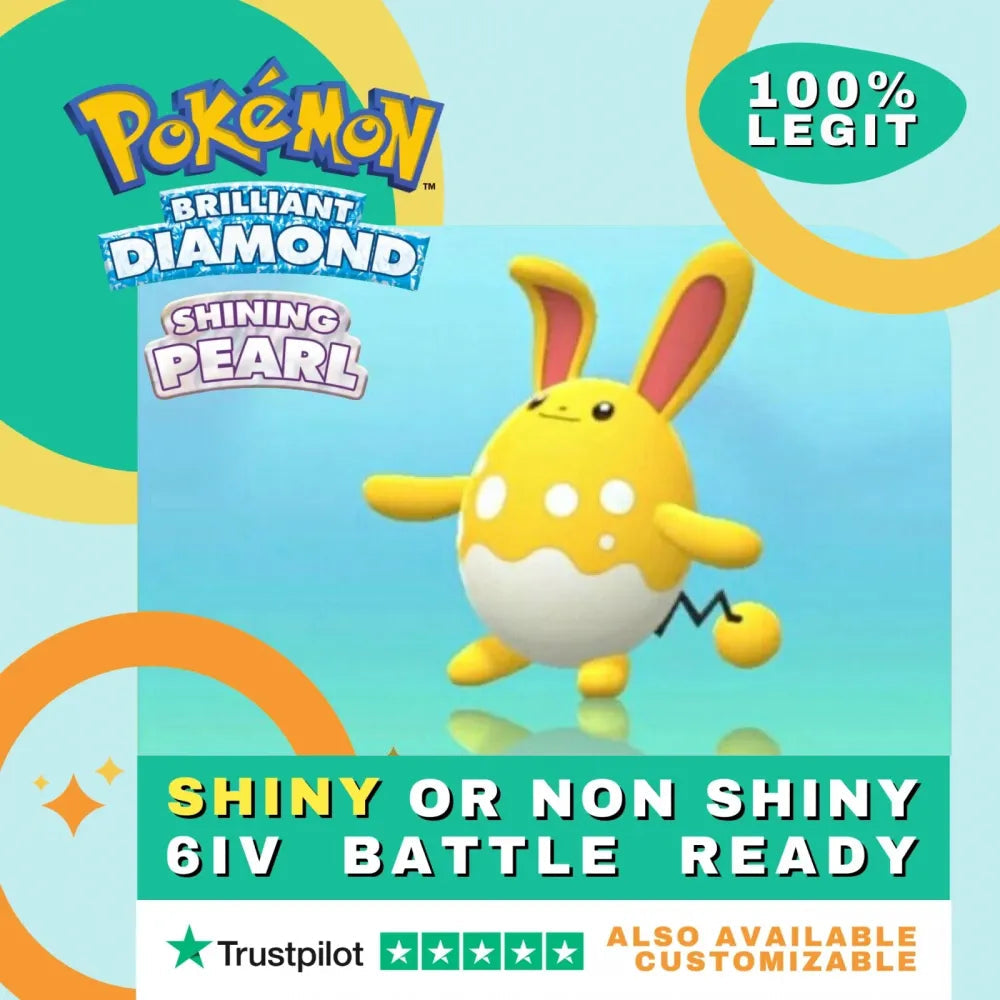 Azumarill Shiny ✨ or Non Shiny Pokémon Brilliant Diamond Shining Pearl Battle Ready 6 IV Competitive 100% Legit Level 100 Customizable Custom OT by Shiny Living Dex | Shiny Living Dex