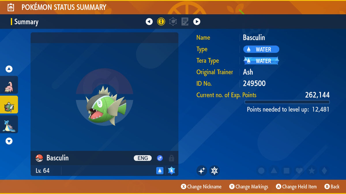 Basculin White Shiny Event Ferocious Mark Untouched IV Pokémon Scarlet Violet