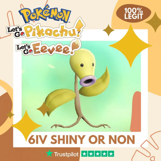 Bellsprout Shiny ✨ or Non Shiny Pokémon Let's Go Pikachu Eevee Level 1 Legit 6 IV 100% Legal from GO Park Customizable Custom OT by Shiny Living Dex | Shiny Living Dex
