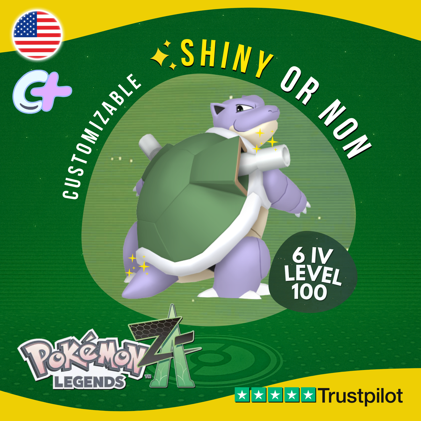 Blastoise Shiny or Non ✨6 IV Pokémon Legends Z-A Competitive Customiza – Shiny Living Dex