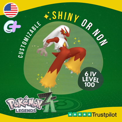 Blaziken Shiny or Non ✨6 IV Pokémon Legends Z-A Competitive Customizable ZA Z A