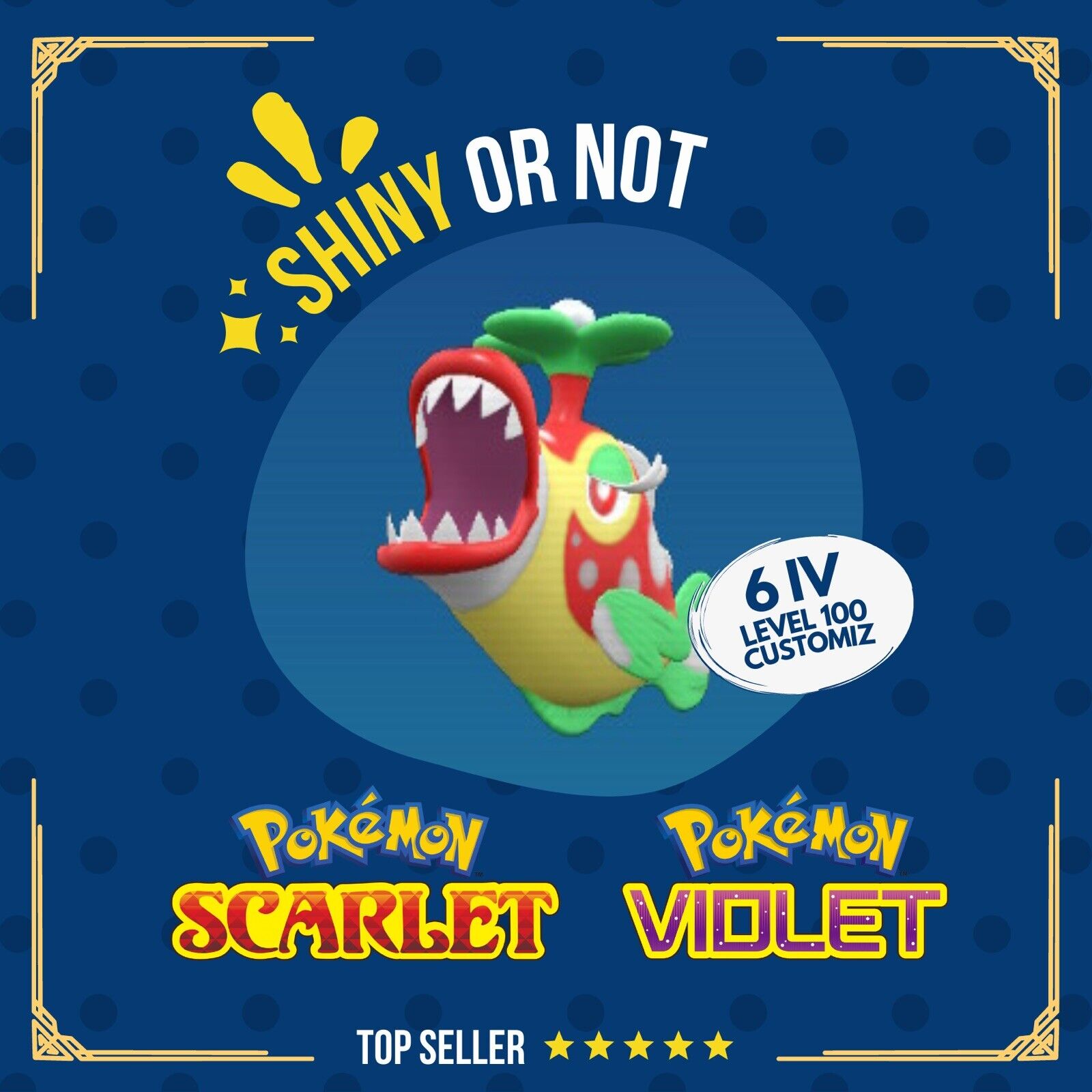 Bruxish Shiny or Non ✨ 6 IV Competitive Customizable Pokémon Scarlet Violet by Shiny Living Dex | Shiny Living Dex