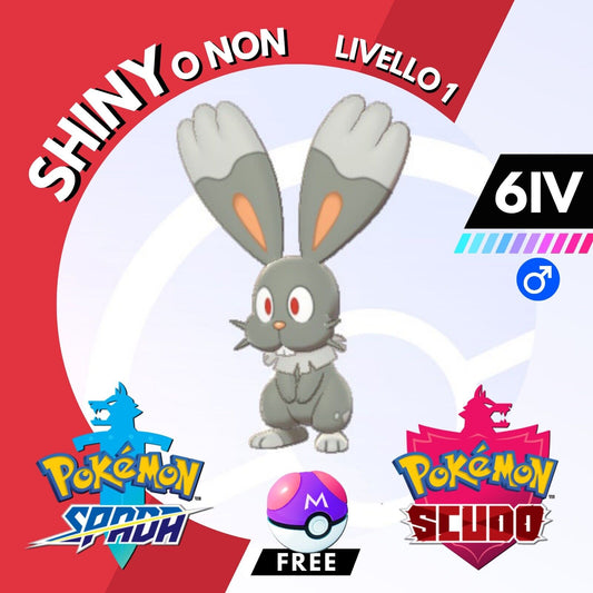 Bunnelby Shiny o Non 6 IV e Master Ball Legit Pokemon Spada Scudo Sword Shield