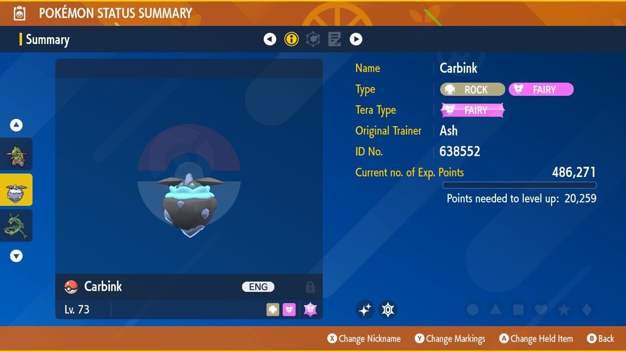 Carbink Shiny Event Mass Outbreaks December Untouched IV Pokémon Scarlet Violet