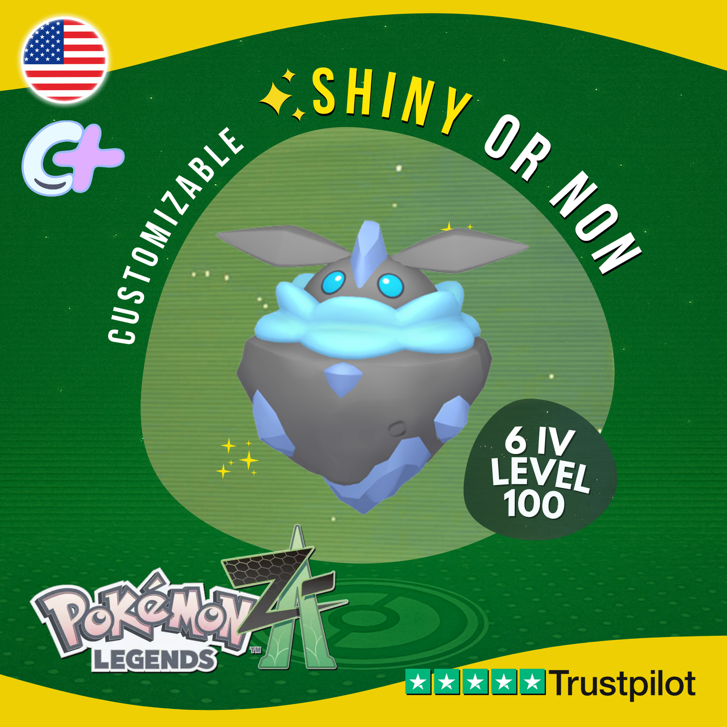 Carbink Shiny or Non ✨6 IV Pokémon Legends Z-A Competitive Customizable ZA Z A