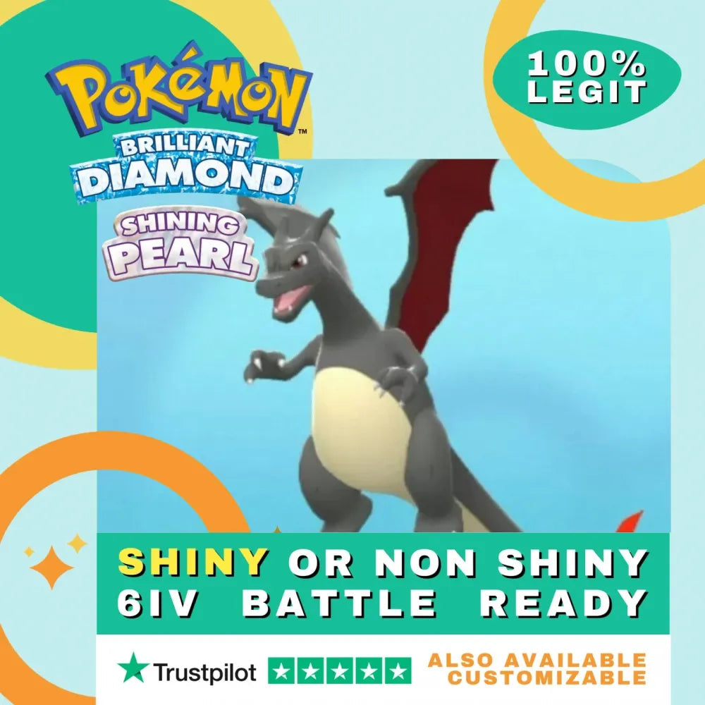 Charizard Shiny ✨ or Non Shiny Pokémon Brilliant Diamond Shining Pearl Battle Ready 6 IV Competitive 100% Legit Level 100 Customizable Custom OT by Shiny Living Dex | Shiny Living Dex