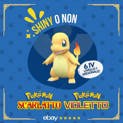 Charmander Shiny o Non ✨ 6 IV Customizable Pokémon Scarlet Violet Custom OT 🟠🟣