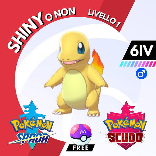 Charmander Shiny o Non 6 IV e Master Ball Legit Pokemon Spada Scudo Sword Shield