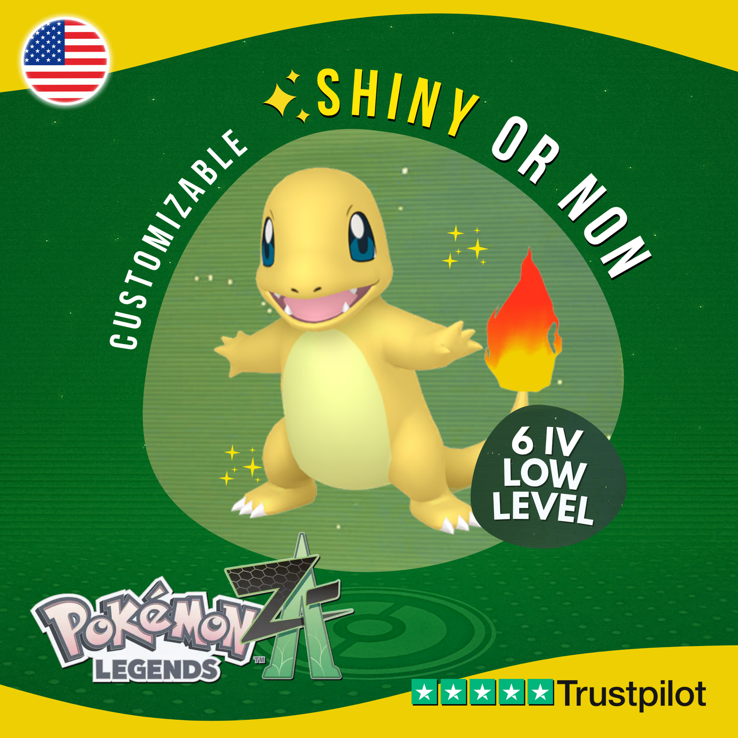 Charmander Shiny or Non ✨6IV Pokémon Legends Z-A Competitive Customizable ZA Z A