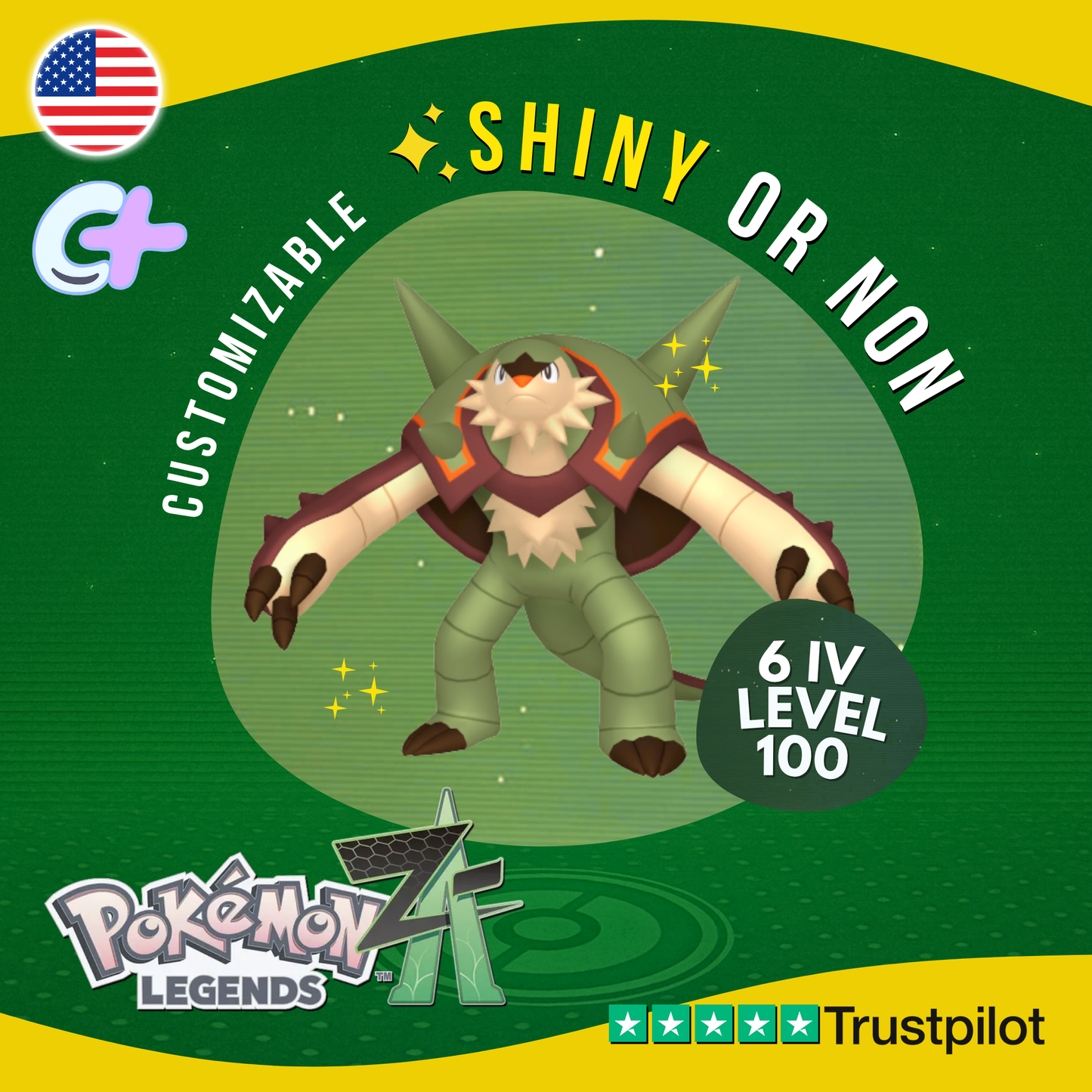 Chesnaught Shiny or Non ✨6IV Pokémon Legends Z-A Competitive Customizable ZA Z A