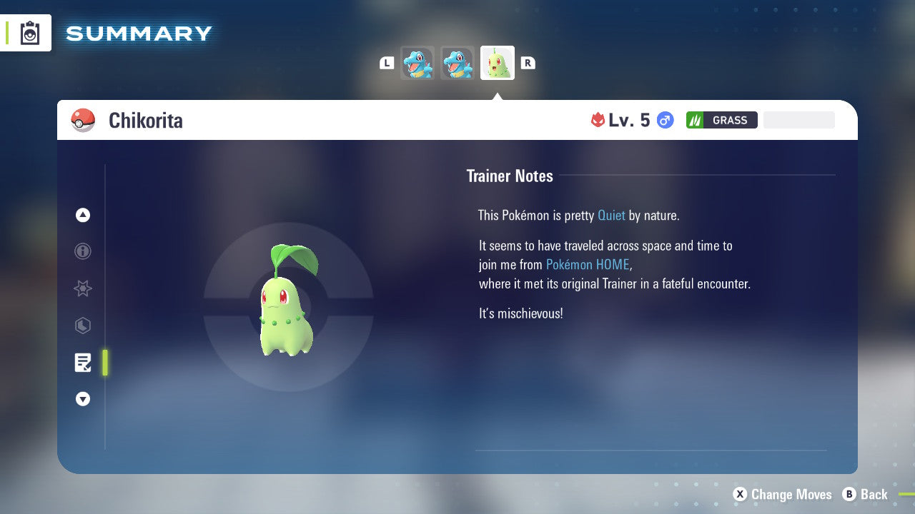 Chikorita Alpha Event HOME April 2026 Untouched IV Pokémon Legends Z-A ZA Z A