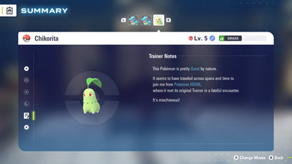 Chikorita Alpha Event HOME April 2026 Untouched IV Pokémon Legends Z-A ZA Z A