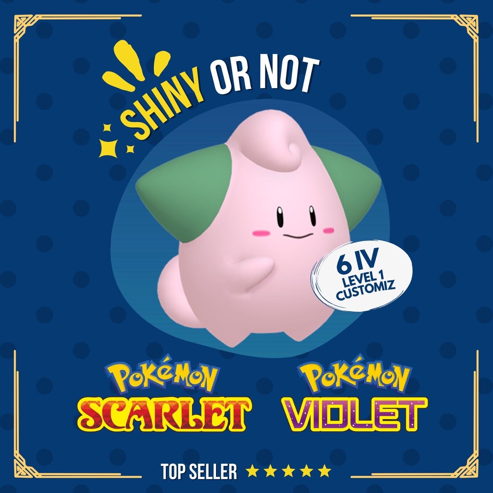 Cleffa Shiny or Non ✨ 6 IV Customizable Nature Level OT Pokémon Scarlet Violet by Shiny Living Dex | Shiny Living Dex