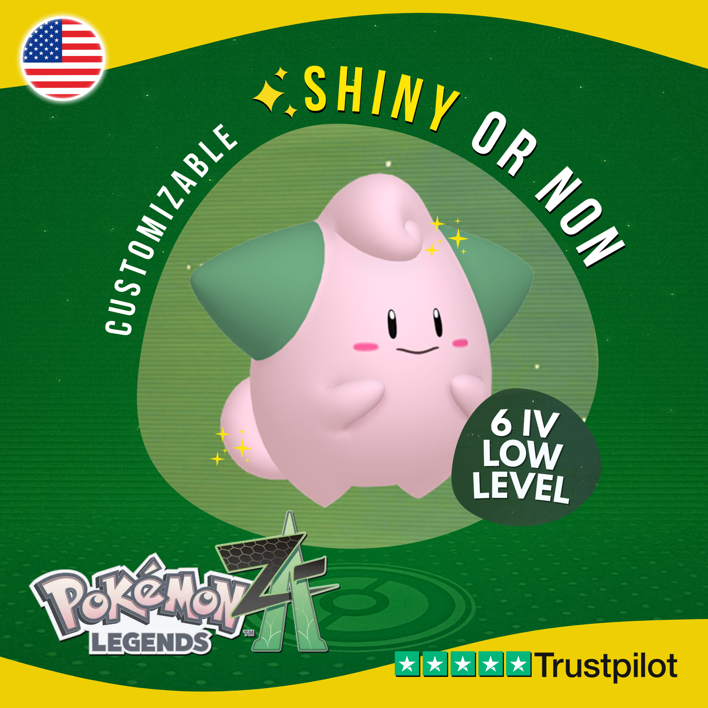 Cleffa Shiny or Non ✨ 6 IV Pokémon Legends Z-A Competitive Customizable ZA Z A