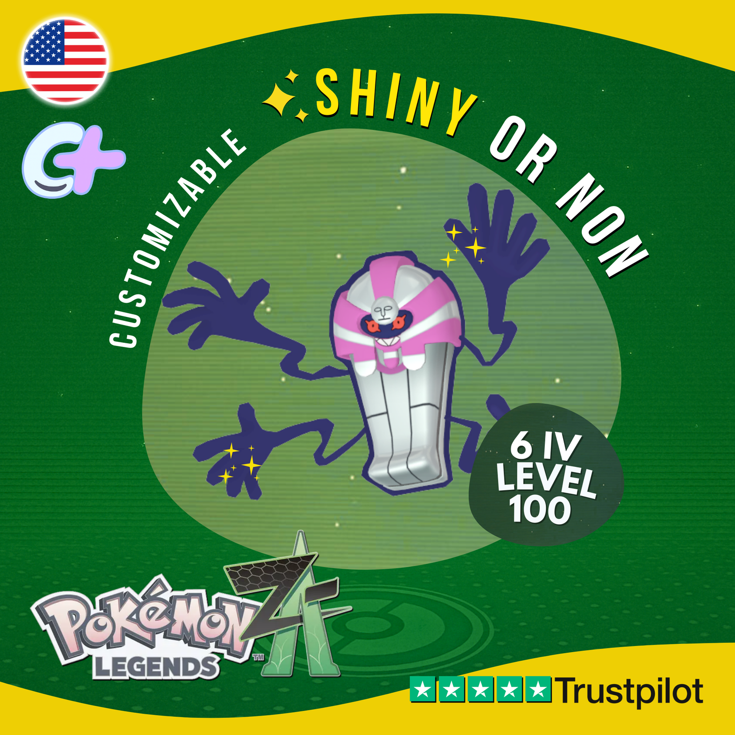 Cofagrigus Shiny or Non ✨6IV Pokémon Legends Z-A Competitive Customizable ZA Z A