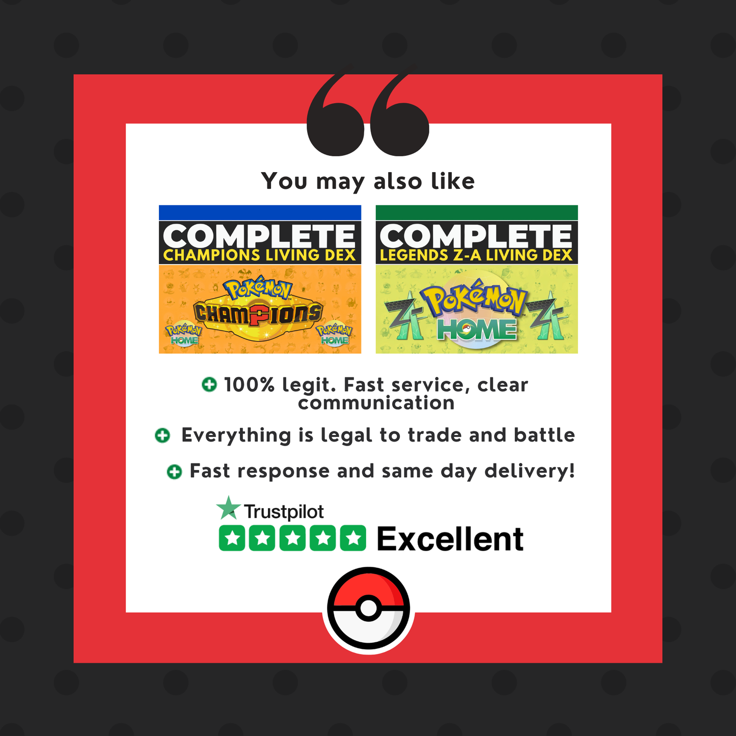 Complete Pokémon ALPHA Bundle HOME Shiny Living Dex Legends ZA Arceus Pokedex IV Legal Legit Compatible with all Nintendo Switch games
