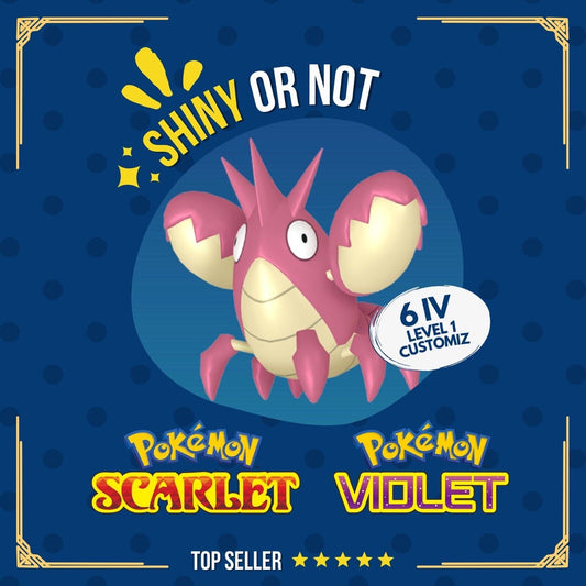 Corphish Shiny or Non ✨ 6 IV Customizable Nature Level OT Pokémon Scarlet Violet by Shiny Living Dex | Shiny Living Dex