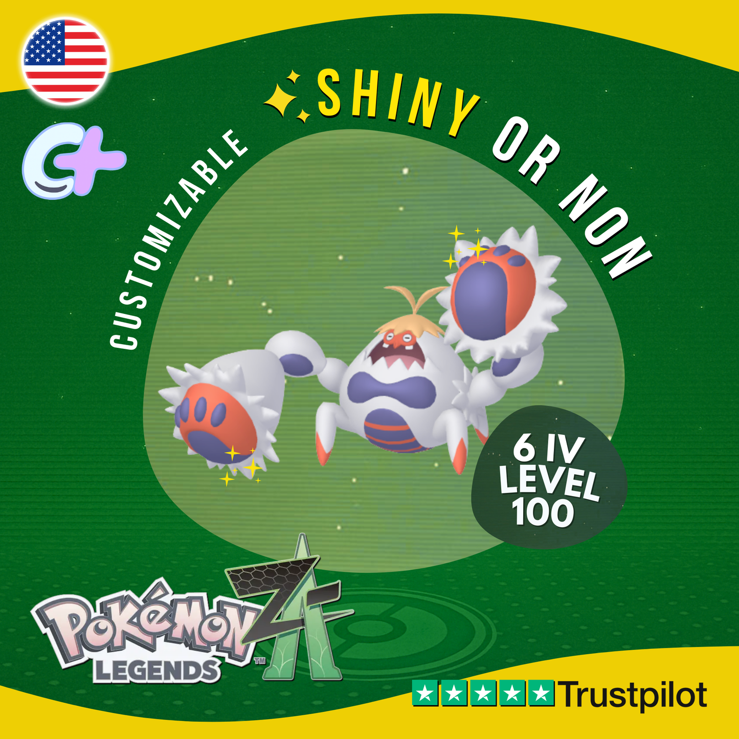 Crabominable Shiny or Non IV Pokémon Legends Z-A Competitive Customizable ZA Z A