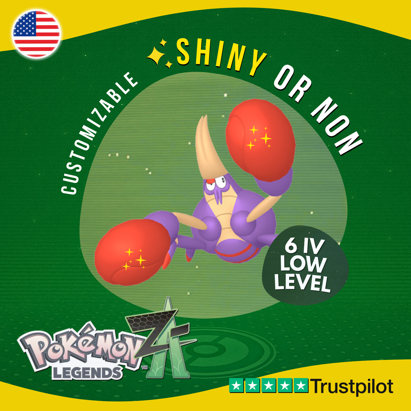 Crabrawler Shiny or Non ✨6IV Pokémon Legends Z-A Competitive Customizable ZA Z A