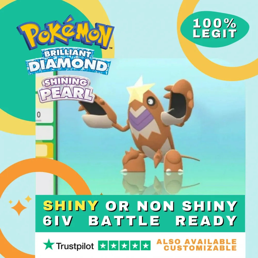 Crawdaunt Shiny ✨ or Non Shiny Pokémon Brilliant Diamond Shining Pearl Battle Ready 6 IV Competitive 100% Legit Level 100 Customizable Custom OT by Shiny Living Dex | Shiny Living Dex