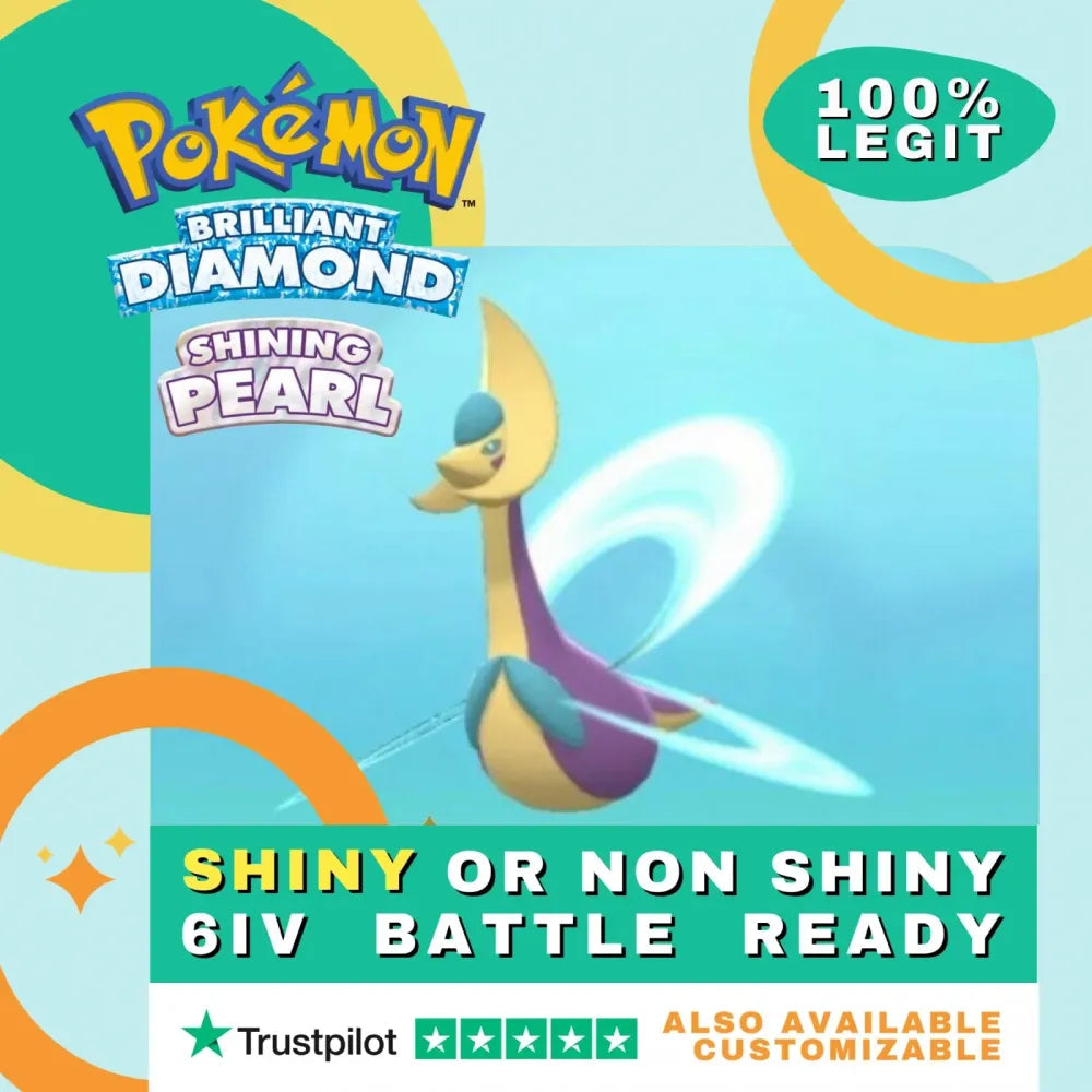 Cresselia Shiny ✨ or Non Shiny Pokémon Brilliant Diamond Shining Pearl Battle Ready 6 IV Competitive 100% Legit Level 100 Customizable Custom OT by Shiny Living Dex | Shiny Living Dex