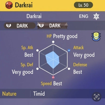 Darkrai Mistery Gift NEWM00N1SC0M1NG Event Untouched IV Pokémon Scarlet Violet Non shiny Lv 50 by Shiny Living Dex | Shiny Living Dex
