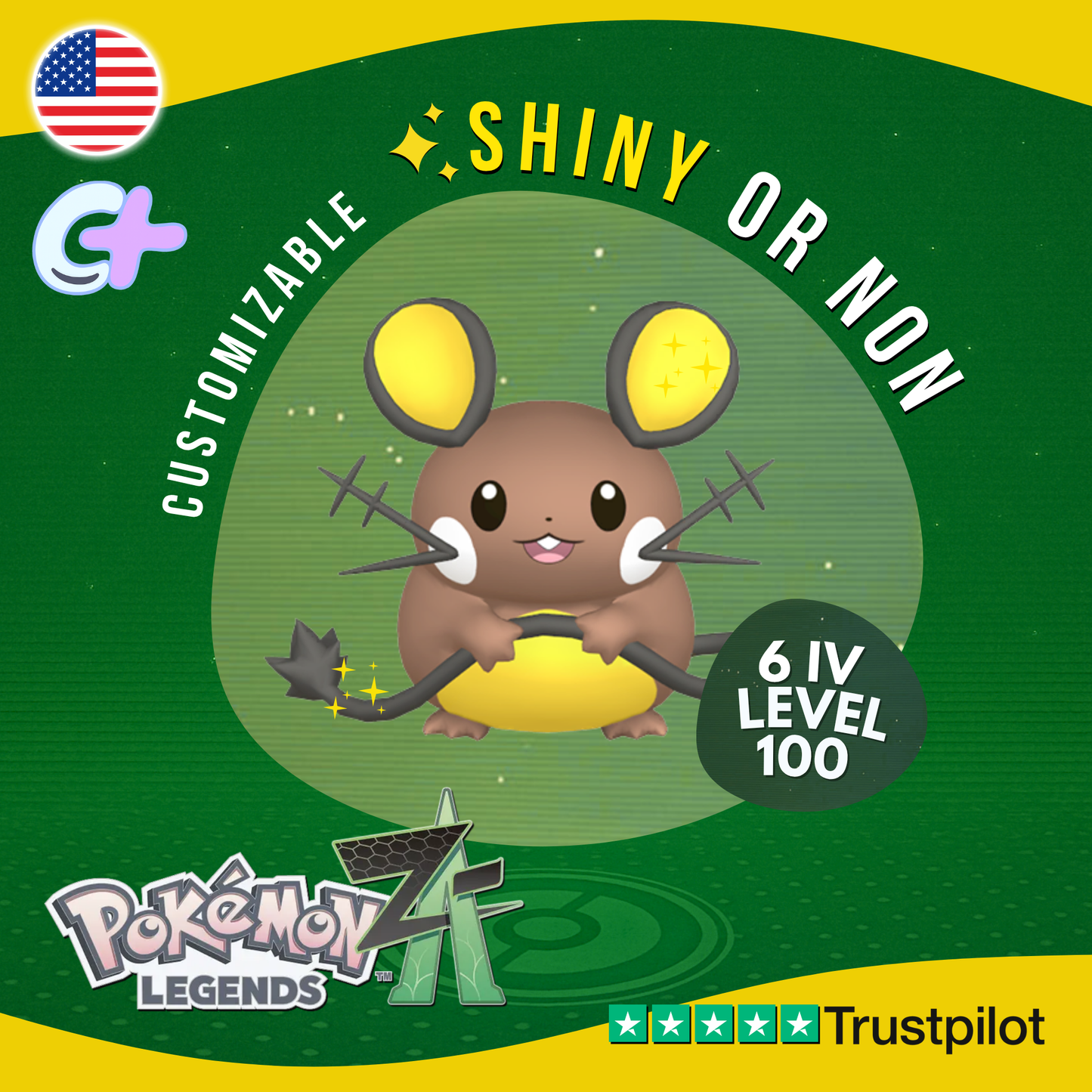 Dedenne Shiny or Non ✨6 IV Pokémon Legends Z-A Competitive Customizable ZA Z A