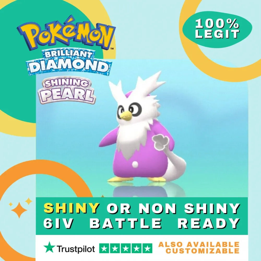 Delibird Shiny ✨ or Non Shiny Pokémon Brilliant Diamond Shining Pearl Battle Ready 6 IV Competitive 100% Legit Level 100 Customizable Custom OT by Shiny Living Dex | Shiny Living Dex