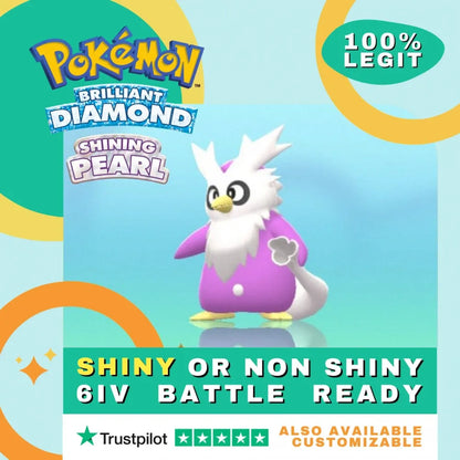 Delibird  Shiny ✨ or Non Shiny Pokémon Brilliant Diamond Shining Pearl Battle Ready 6 IV Competitive 100%  Legit Level 100 Customizable Custom OT