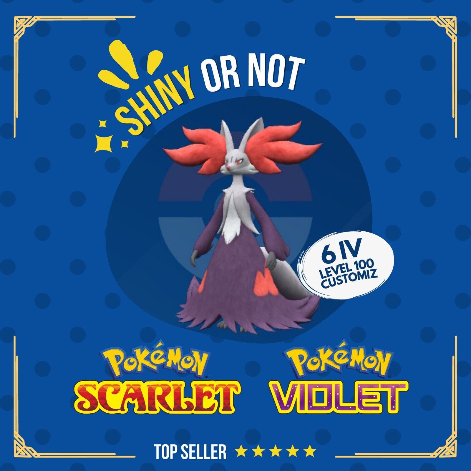 Delphox Shiny or Non ✨ 6 IV Competitive Customizable Pokémon Scarlet Violet by Shiny Living Dex | Shiny Living Dex