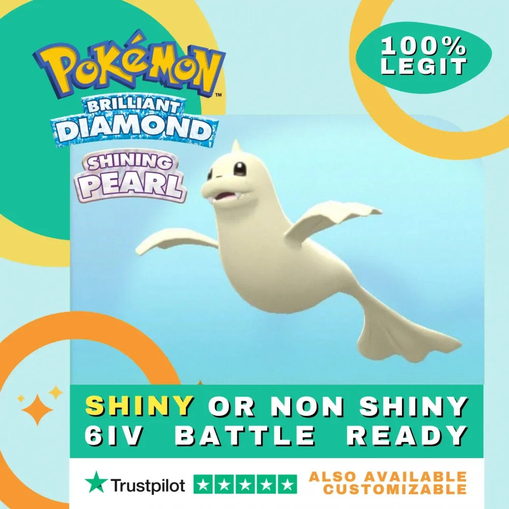 Dewgong Shiny ✨ or Non Shiny Pokémon Brilliant Diamond Shining Pearl Battle Ready 6 IV Competitive 100% Legit Level 100 Customizable Custom OT by Shiny Living Dex | Shiny Living Dex