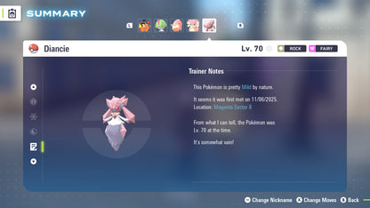 Diancie Event November 2025 Mystery Gift Untouched IV Pokémon Legends Z-A ZA Z A
