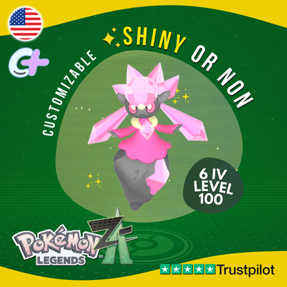 Diancie Shiny or Non Shiny 6IV Pokémon Legends Z-A Custom Competitive ZA Z A