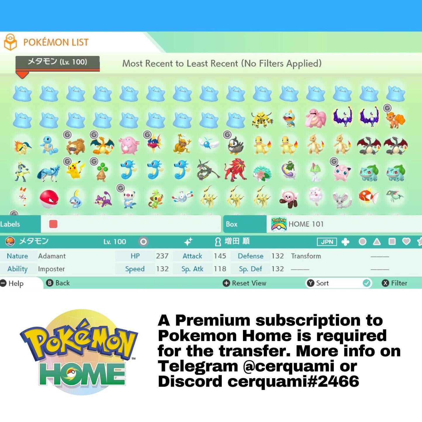 Ditto Pokémon HOME Collection All the 25 Natures Shiny 6 IV Masuda Japanese JAP Shiny Japanese 6IV by Shiny Living Dex | Shiny Living Dex