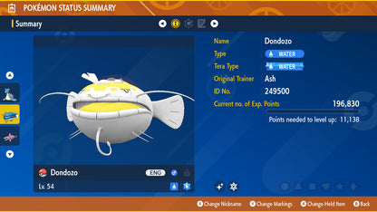 Dondozo Shiny Event Rowdy Mark 2026 August Untouched IV Pokémon Scarlet Violet