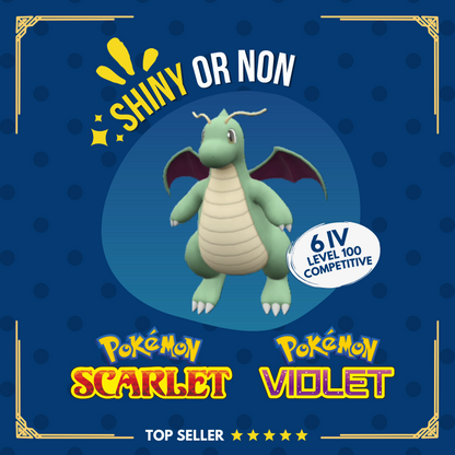 Dragonite Shiny or Non ✨ 6 IV Competitive Customizable Pokémon Scarlet Violet by Shiny Living Dex | Shiny Living Dex