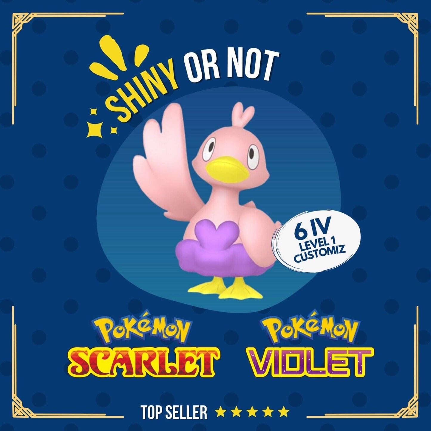Ducklett Shiny or Non ✨ 6 IV Customizable Nature Level OT Pokémon Scarlet Violet by Shiny Living Dex | Shiny Living Dex