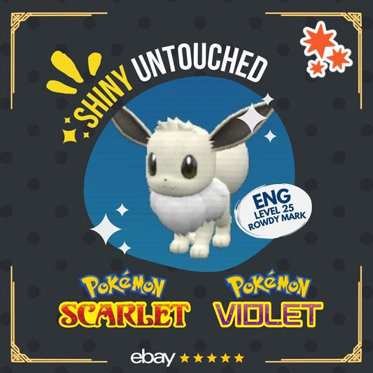 Eevee Mass Outbreak Event Rowdy Mark Shiny Untouched Pokémon Scarlet Violet Shiny Level 25 by Shiny Living Dex | Shiny Living Dex